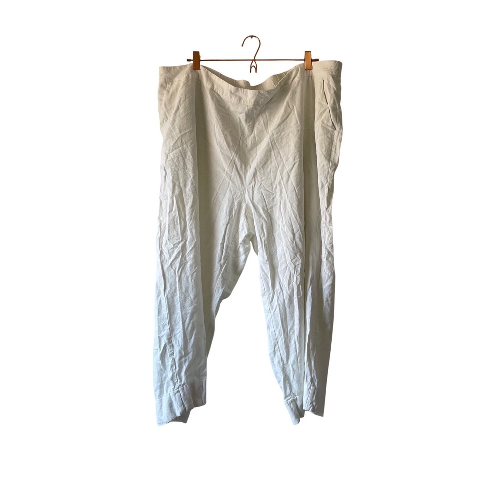 Soft Surroundings White Linen Blend Pants Womens 3X Size minimalist coastal